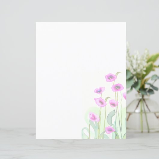 Rosa Aquarellmohn (Stehend Vorderseite)