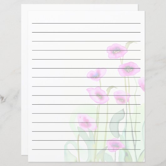 Rosa Aquarellmohn (Vorne/Hinten)