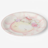 Rosa Aquarellmond Stars Maus Blumenmouse Pappteller (Schrägansicht)