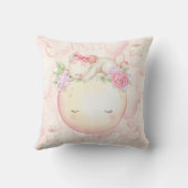 Rosa Aquarellmoon Sterne Maus Blumenmuster Kinderz Kissen (Rückseite)