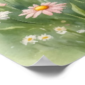 Rosa Aquarellmühle in Wildblume Auenwall Poster (Ecke)