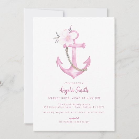 Rosa Aquarellnuss Kinderdusche einladen Einladung (Vorderseite)