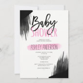 Rosa Aquarellpinsel Einladung (Vorderseite)