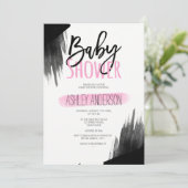 Rosa Aquarellpinsel Einladung (Stehend Vorderseite)