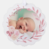 Rosa Aquarellrahmen Taufe danke Ornament Karte (Vorderseite)