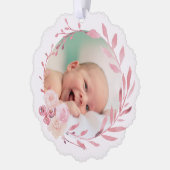 Rosa Aquarellrahmen Taufe danke Ornament Karte (Links)