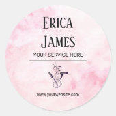 Rosa Aquarellsalon Schönheitssalon Runder Aufkleber (Vorderseite)