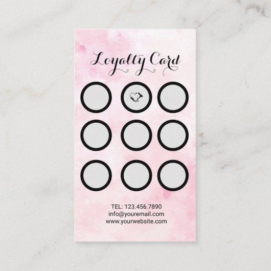 Rosa Aquarellsalon Schönheitssalon Treuekarte (Rückseite)