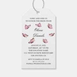 Rosa Aquarellschmetterling. Brautparty-Geschenketi Geschenkanhänger