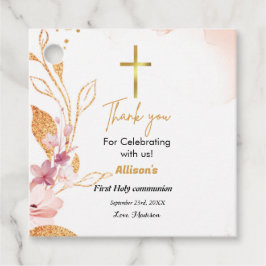 Rosa Aquarellspritze erste Kommunion Vielen Dank Geschenkanhänger