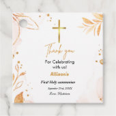 Rosa Aquarellspritze erste Kommunion Vielen Dank Geschenkanhänger (Vorderseite)