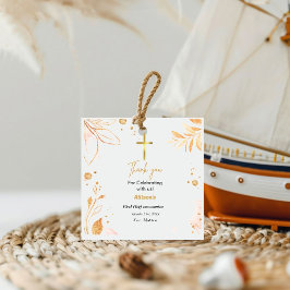 Rosa Aquarellspritze erste Kommunion Vielen Dank Geschenkanhänger