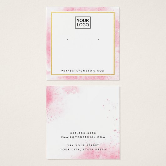 Rosa Aquarellstreifen Logo Ohrkarte (Vorne & Hinten)