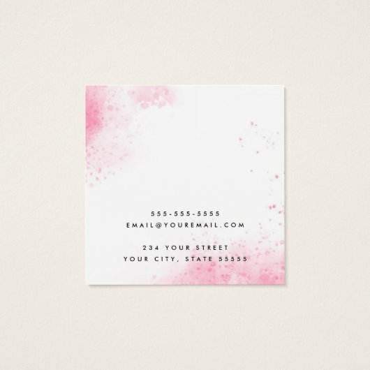 Rosa Aquarellstreifen Logo Ohrkarte (Rückseite)