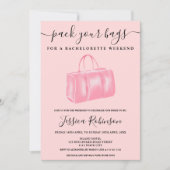 Rosa Aquarelltasche Bachelorette Wochenende Einladung (Vorderseite)