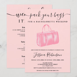Rosa Aquarelltasche Bachelorette Wochenende Einladung