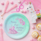 Rosa Aquarelltasche Princess Geburtstag Pappteller (Party)