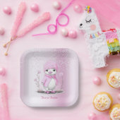 Rosa Aquarelltonpapier Pappteller (Party)