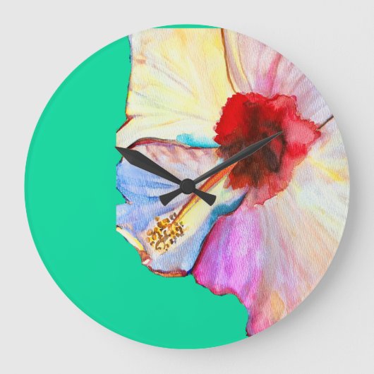 Rosa Aquarelltulis Kunst Große Wanduhr (Vorderseite)