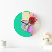 Rosa Aquarelltulis Kunst Große Wanduhr (Zuhause)