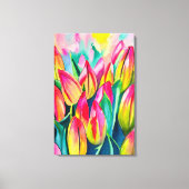 Rosa Aquarelltulis Kunst Leinwanddruck (Vorderseite)