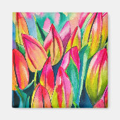 Rosa Aquarelltulis Kunst Magnet (Vorne)