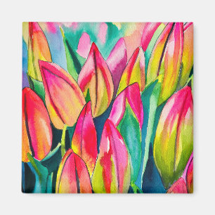 Rosa Aquarelltulis Kunst Magnet