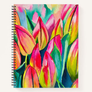 Rosa Aquarelltulis Kunst Notizblock
