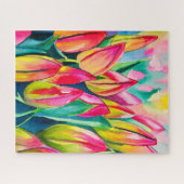 Rosa Aquarelltulis Kunst Puzzle (Horizontal)