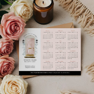 Rosa Aquarelltür Real Anwesen 2025 Kalender Postkarte