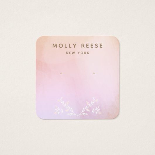 Rosa Aquarellzweige mit abgerundeter Ecke (Vorderseite)