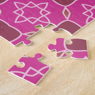 Rosa Arabesken-Stern-Blumen-Nahtloses Muster Puzzle