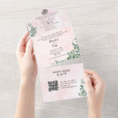 Rosa Arabisch & Englisch - Einladung zur Hochzeit (Abreißen)