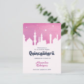 Rosa arabische Nächte Wasserfarbe Quinceñera Postkarte (Stehend Vorderseite)