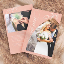 Rosa Arch Botanisches Leaf Hochzeit Danke Karte