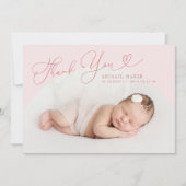 Rosa Arch Frame Danke für die Geburtserklärung Ankündigung (Vorderseite)