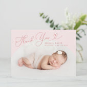 Rosa Arch Frame Danke für die Geburtserklärung Ankündigung (Stehend Vorderseite)