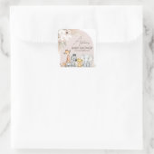 Rosa Arch Safari Wild One Baby Dusche Quadratischer Aufkleber (Tasche)