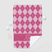 Rosa Argyle-Karomuster mit Monogramm Anfangsbuchst Golfhandtuch (Insitu)