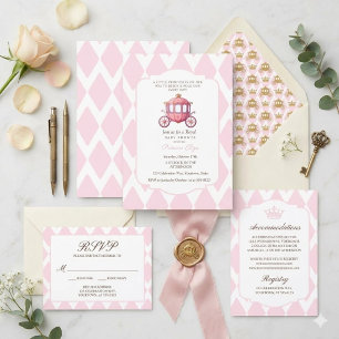 Rosa Argyle-Prinzessinnen-Kutsche Baby Shower Einladung