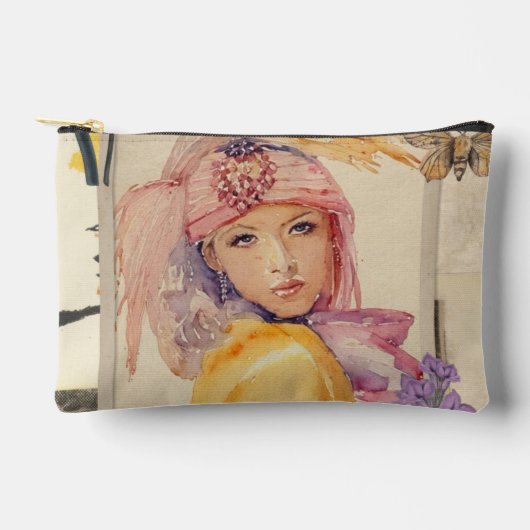 Rosa Art Deco Accessoire-Tasche Zubehörtasche (Vorderseite)