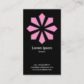 Rosa Art Deco Blume Star - Schwarz Visitenkarte (Rückseite)