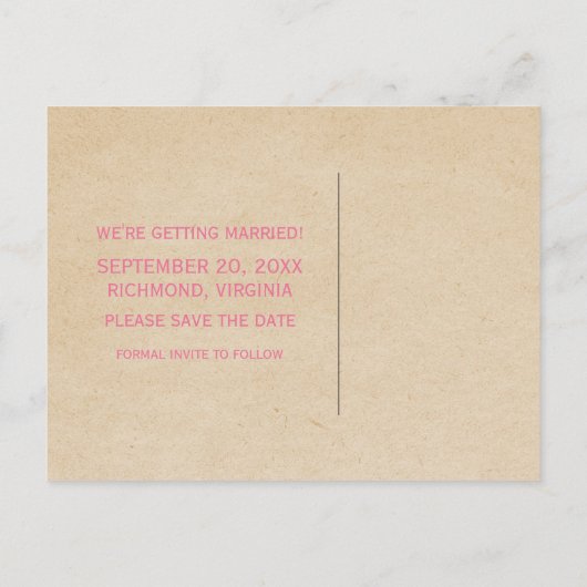 Rosa Art Deco Border Save the Date Postkarte (Rückseite)