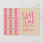 Rosa Art Deco Border Save the Date Postkarte (Vorderseite)