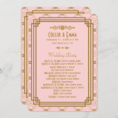 Rosa Art Deco Hochzeitsprogramme Programm (Vorne/Hinten)