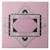 Rosa Art Deco Keramik Tile. Fliese (Vorderseite)