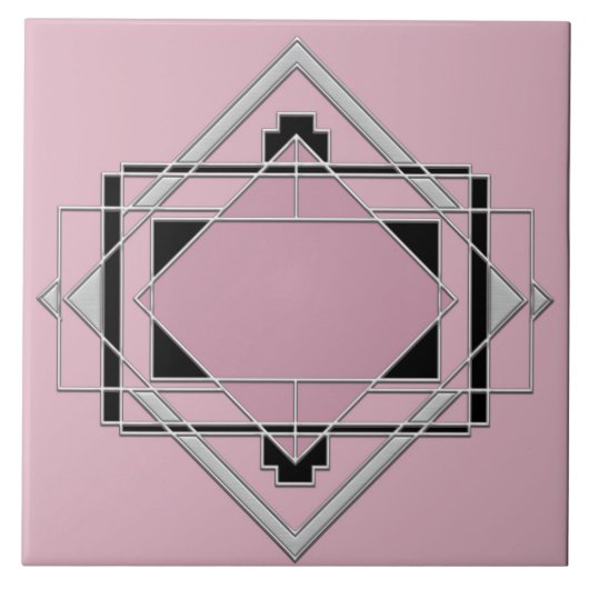 Rosa Art Deco Keramik Tile. Fliese (Vorderseite)