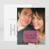 Rosa Art Deco Rahmen Save the Date Postkarte (Vorne/Hinten)