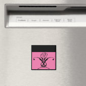 Rosa Art Deco Schwarz Geblüht Rose Magnet (In Situ (Geschirrspüler))