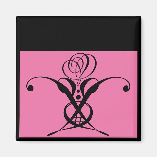 Rosa Art Deco Schwarz Geblüht Rose Magnet (Vorne)